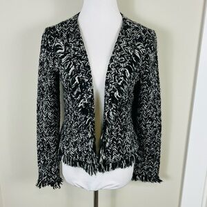 Joseph Ribkoff Black and White Tweed Textured Blazer Coat